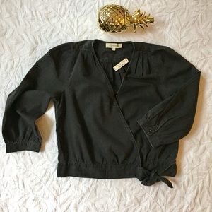 Madewell Wrap Top in Black Denim